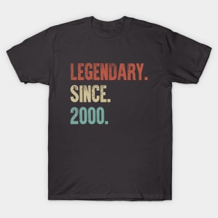 Retro Vintage 20th Birthday Legendary Since 2000 T-Shirt